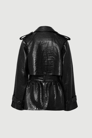 Envelope1976 Majorstuen trench short, Black croc Jacket Black croc