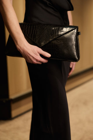 Envelope1976 Onyx clutch Bags Black croc