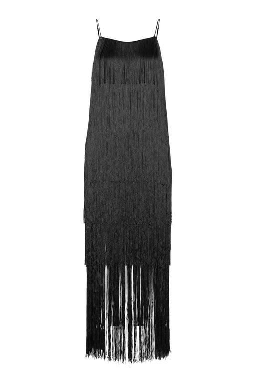 Envelope1976 Fringe dress long - Cupro & Viscose Dress Black