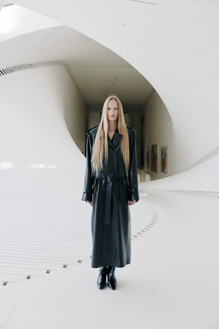 Envelope1976 Majorstuen trench Jacket Black croc