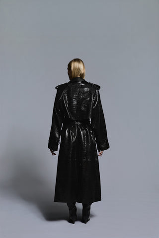 Envelope1976 Majorstuen trench, Black croc Jacket Black croc