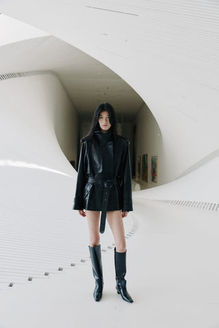 Envelope1976 Majorstuen trench short Jacket Black croc