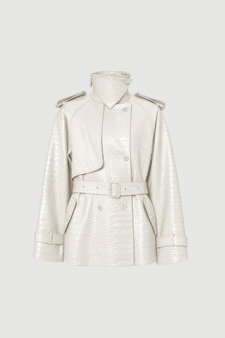 Envelope1976 Majorstuen trench short Jacket Cream croc