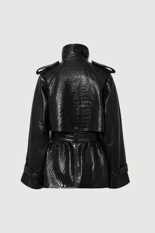Envelope1976 Majorstuen trench short, Black croc Jacket Black croc