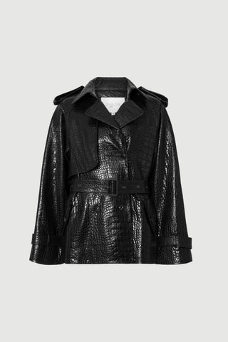 Envelope1976 Majorstuen trench short, Black croc Jacket Black croc