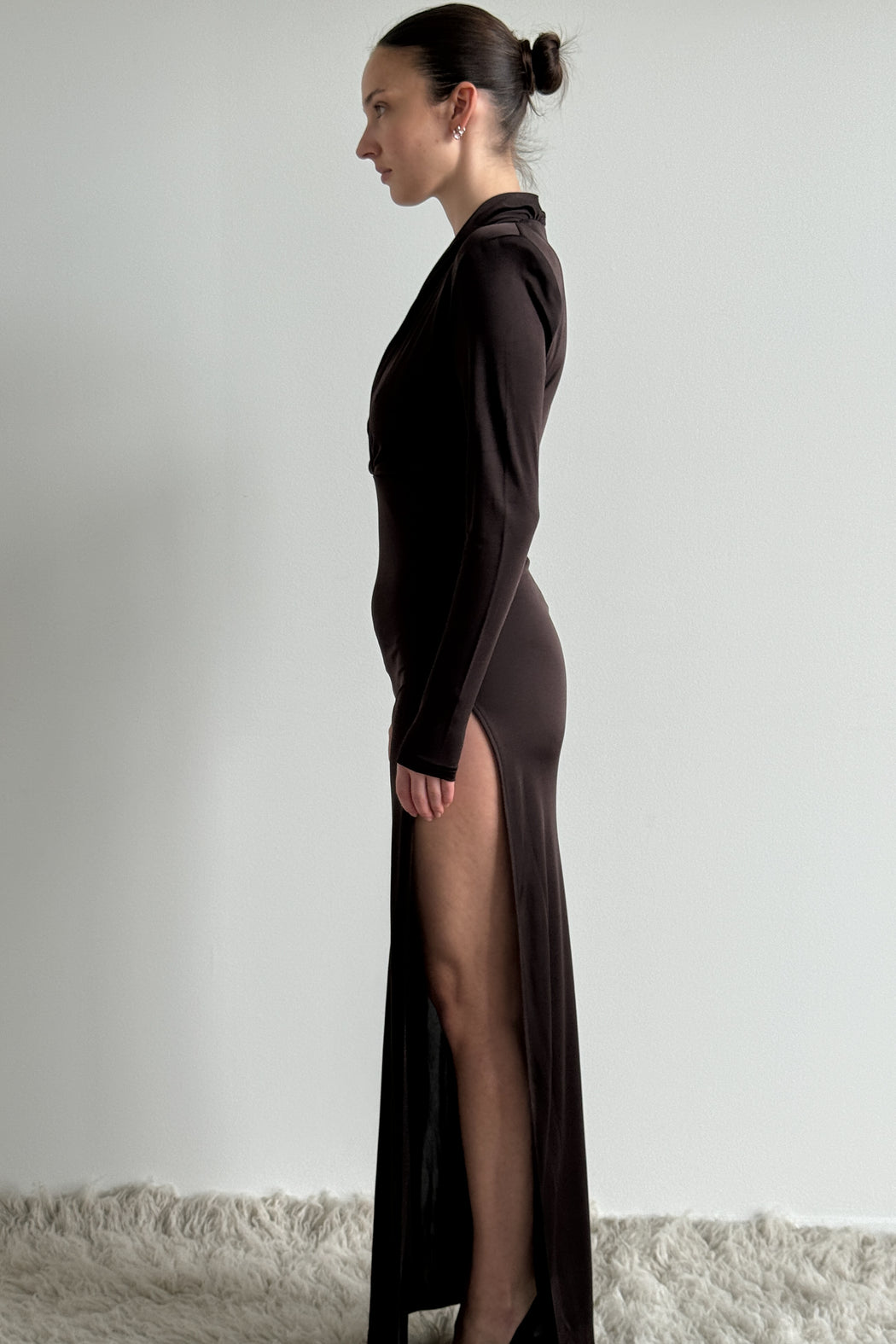 Envelope1976 Midnight dress - Viscose & Silk Dress Brown