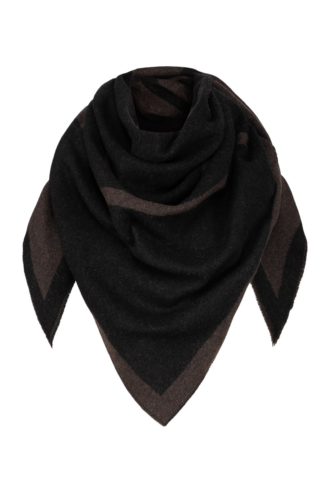 Envelope1976 Triangle scarf - Cashmere & Wool Scarf Tobacco / Black